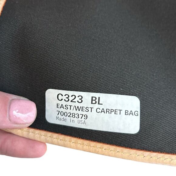 Vintage Dooney & Bourke Black Canvas & Naked Tan Leather East West Carpet Bag - Picture 14 of 15